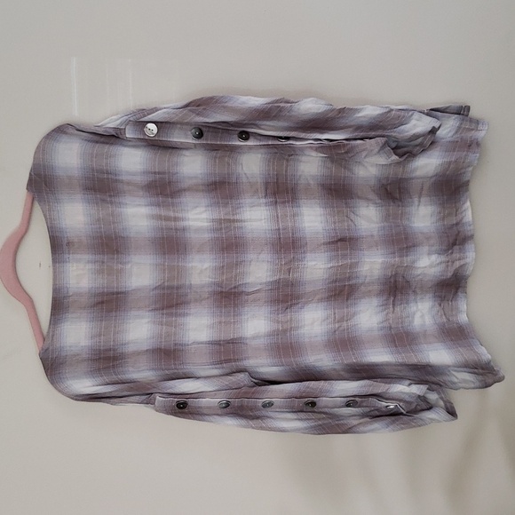 Soft surroundings soft plaid lightweight pullover blouse, long sleeve. Women's L - Picture 8 of 8